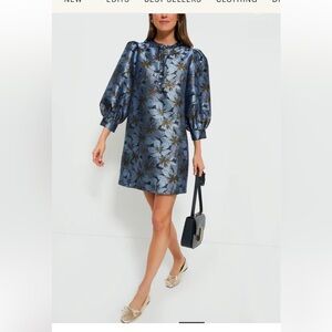 Elegant Blue Floral Dress